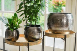 Bloempot Kody - D23 X H19cm - Lood -Huisdecoratie bloempot kody d23 h19 lood bloempot lood 6 7