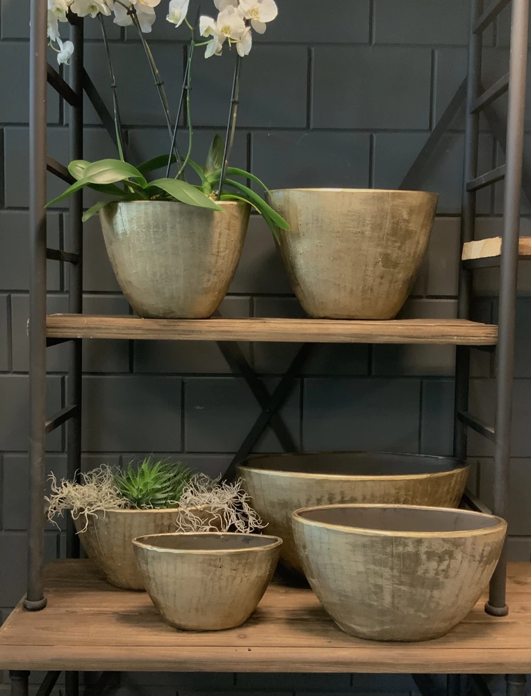 Bloempot Kos Ovaal - L30 X B13 X H17cm - Goud 5 Bloempot Kos Ovaal - L30 X B13 X H17cm - Goud - Afbeelding 3