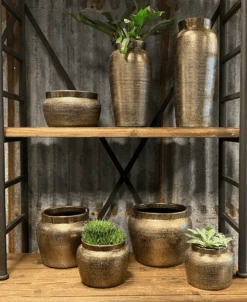 Bloempot Marrakesh - D21 X H17cm - Zilver Goud -Huisdecoratie bloempot marrakesh serie 3 1