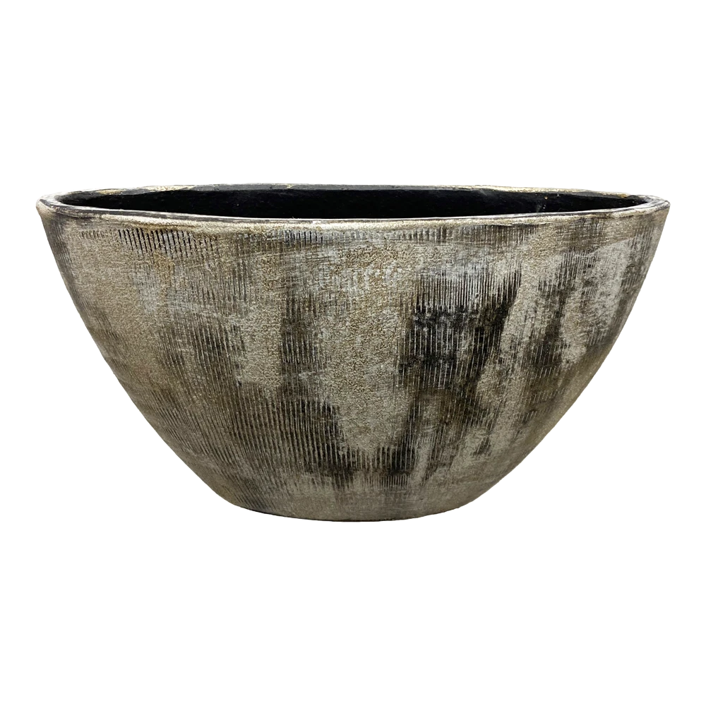 Bloempot Miami Ovaal - L41 X D19 X H22cm - Zwart Cement 3 Bloempot Miami Ovaal - L41 X D19 X H22cm - Zwart Cement