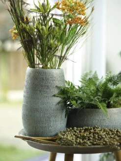 Plantenschaal Ryan - D28 X H13cm - Shiny Blue -Huisdecoratie bowl ryan shiny blue keramiek d28 h13 schaal 7 13