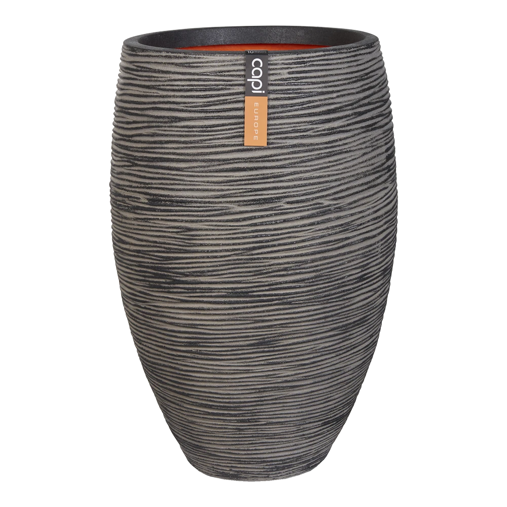 Capi Bloempot Hoog Nature Elegant Deluxe Rib NL - D56 X H84cm - Antraciet 3 Capi Bloempot Hoog Nature Elegant Deluxe Rib NL - D56 X H84cm - Antraciet