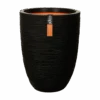 Capi Bloempot Nature Elegant Rib NL - D34 X H46cm - Zwart 2 Capi Bloempot Nature Elegant Rib NL - D34 X H46cm - Zwart -Huisdecoratie vaas elegant laag rib nl 36x47 zwart bloempot 1 4