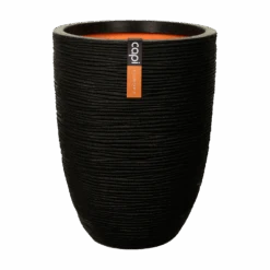 Capi Bloempot Nature Elegant Rib NL - D34 X H46cm - Zwart