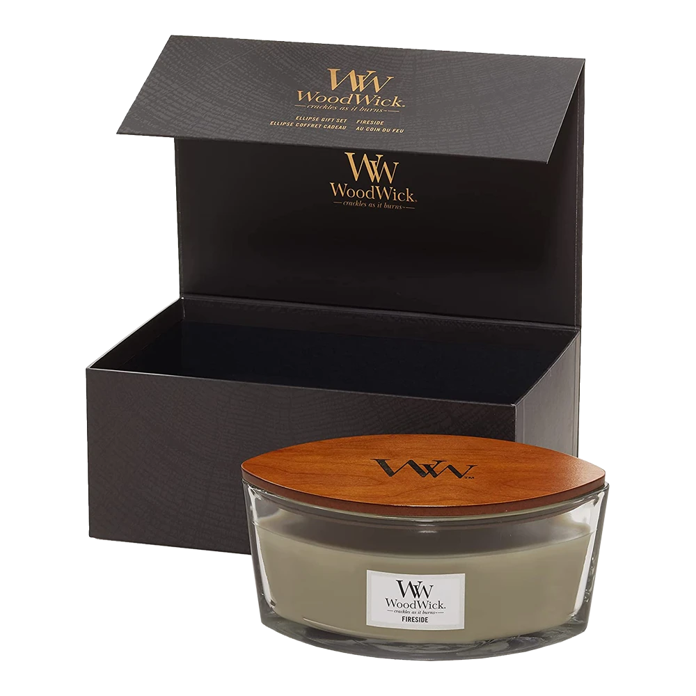 Woodwick Deluxe Gift Set Ellipse Candle Fireside - Geurkaars 3 Woodwick Deluxe Gift Set Ellipse Candle Fireside - Geurkaars
