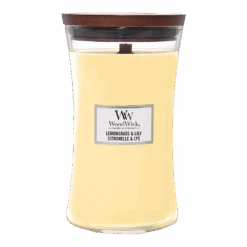 Woodwick Lemongrass & Lily Large Candle - Geurkaars