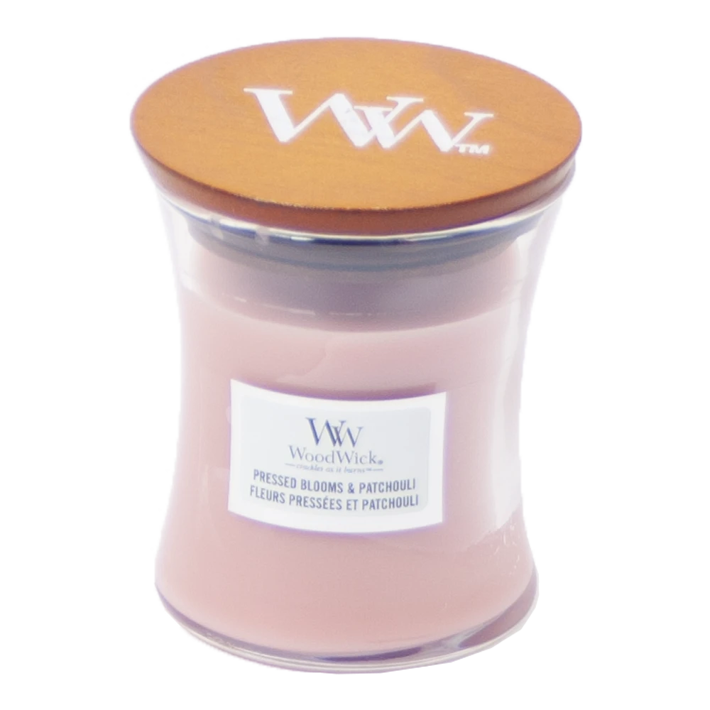 Woodwick Pressed Blooms & Patchouli Mini Candle - Geurkaars 3 Woodwick Pressed Blooms & Patchouli Mini Candle - Geurkaars